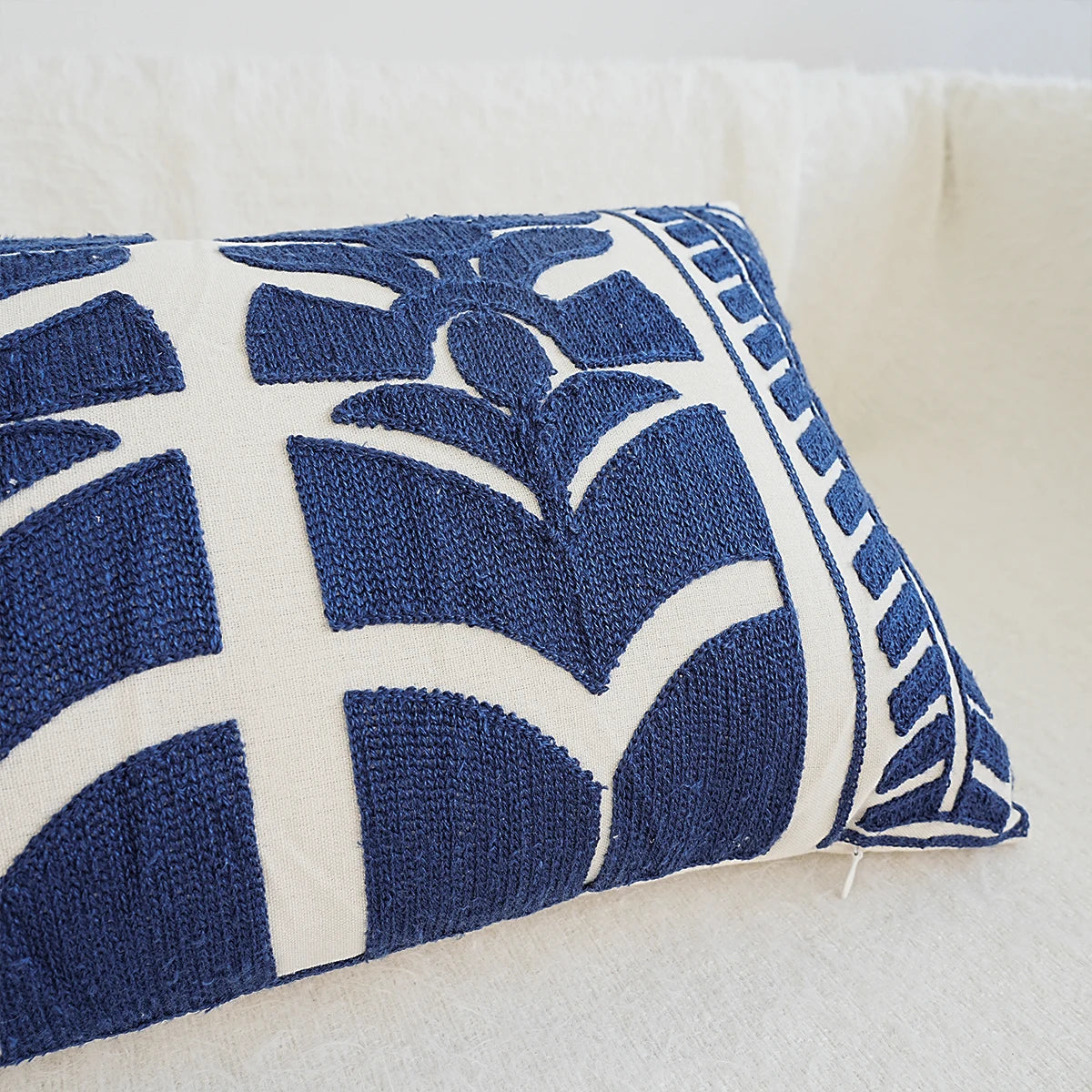 Luxury European-Style Embroidered Cushion Cover – Rich Detailing for Boho Home Decor