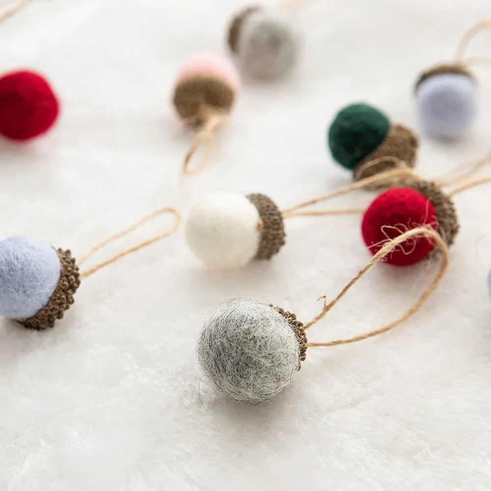 Wool Felt Acorn Ornaments – Set of 6