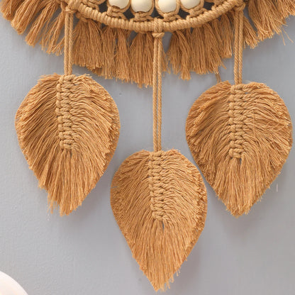 Boho Round Macrame Wall Mirror – Handwoven Decorative Hanging Mirror