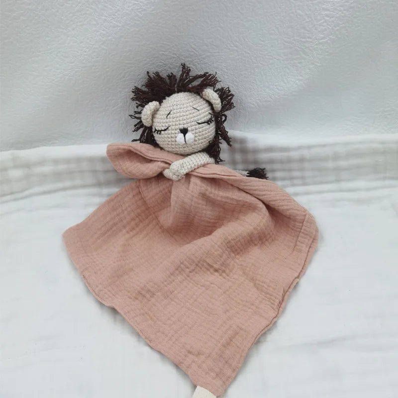 Boho Baby Soother & Comforting Burb Cloth – Soft Sleeping Animal Stuffed Teether for Infants