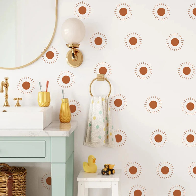 Boho Home Decor Heart & Sun Vinyl Wall Stickers – Creative Nursery Wall Art Decals for Baby or Living Room