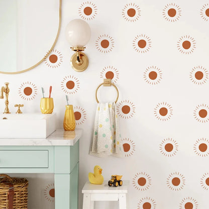 Boho Home Decor Heart & Sun Vinyl Wall Stickers – Creative Nursery Wall Art Decals for Baby or Living Room