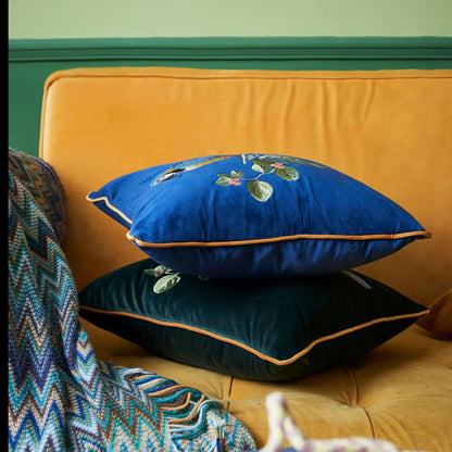 Embroidered Velvet Animal Cushion Cover – Luxurious Dutch Velvet Throw Pillow Case for Boho Home Decor