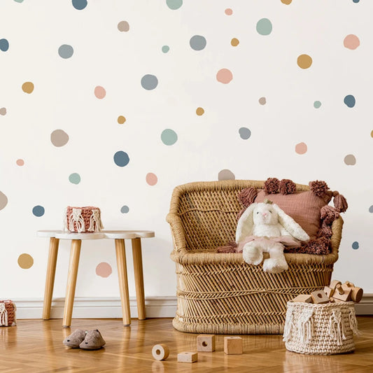 Boho Polka Dot Wall Stickers – Colorful Removable Nursery Decals