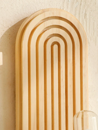 Boho Style Wooden Wall Shelf - Geometric Wall Mounted Shelves, Natural Wood Finish, Modern Home Decor, Plant Holder Circle