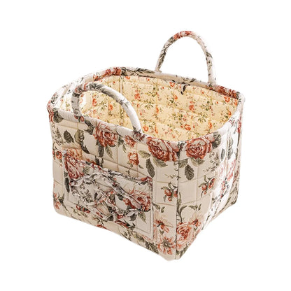boho home decor, floral fabric storage basket, large laundry hamper, foldable storage bin, fabric organizer basket, boho floral hamper, home organization basket, decorative laundry bin, eco-friendly laundry hamper, housewarming gift