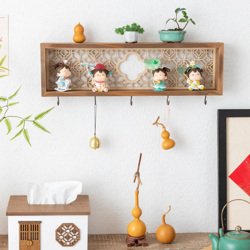 🏡 Fairytale Town Wall Hook Rack – Boho Wooden Key Holder & Decorative Village Scene Organizer