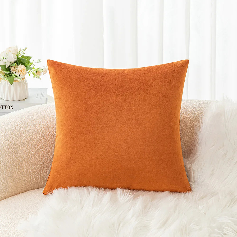 Velvet Pillowcase Sofa Cushion Cover – Solid Color Throw Pillow Case for Living Room