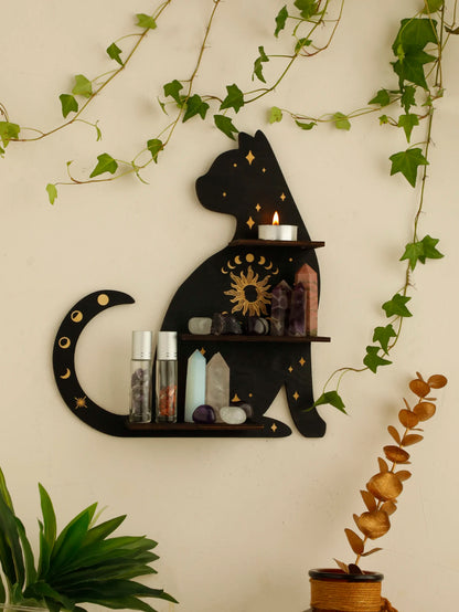 Animal Shaped Moon Phase Crystal Wall Shelf
