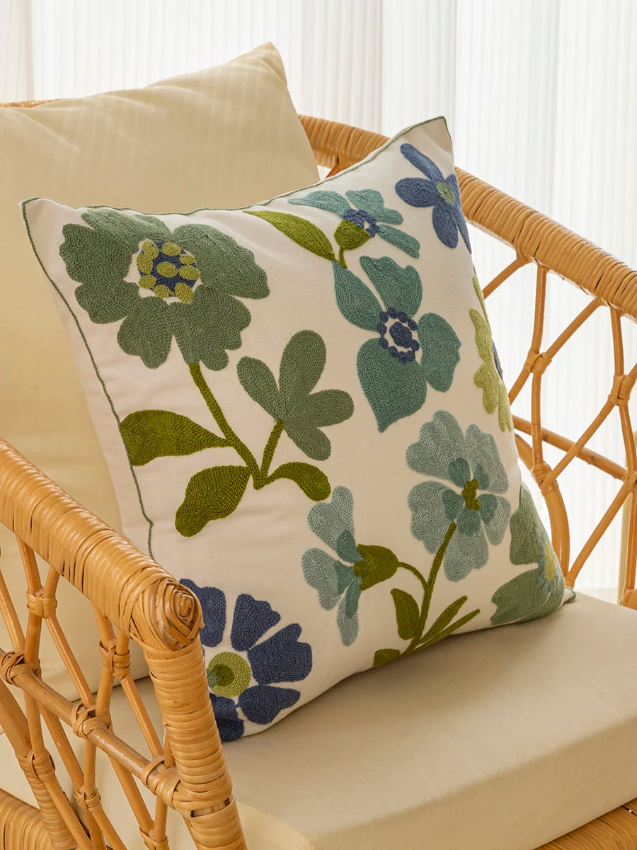 My Boho Home Bohemian Home Decor Embroidered Flower Pillow Cover