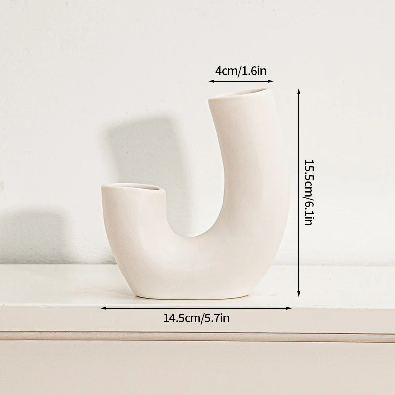 Modern White Ceramic Vase – Minimalist Decorative Vase for Pampas Grass, Flowers & Home Accents
