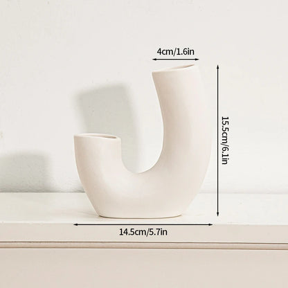 Modern White Ceramic Vase – Minimalist Decorative Vase for Pampas Grass, Flowers & Home Accents