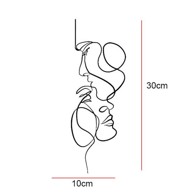 Woman Face Body Outline Kiss Silhouette Iron Wall Hanging Decor Abstract Line Ornament Beautiful Art for Living Room Bedroom Home Artwork Decor