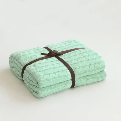 100% Cotton Cable Knit Throw Blanket – Soft & Breathable Boho Home Decor