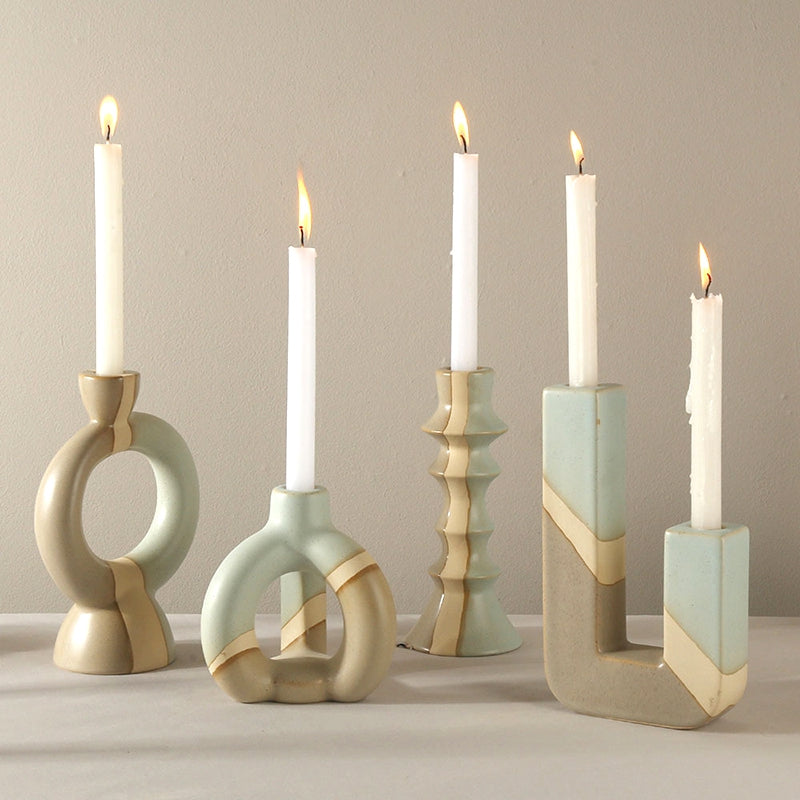 Ceramic Candlestick Nordic Candle Holder Home Decoration Boho Decor Clay Pottery