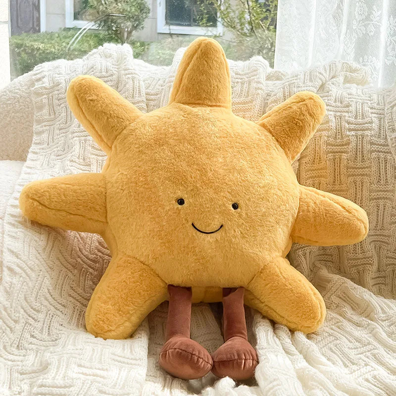 Plush Moon & Sun Throw Pillow – Soft Boho Home Decor for Sofa, Bedroom & Kids' Room