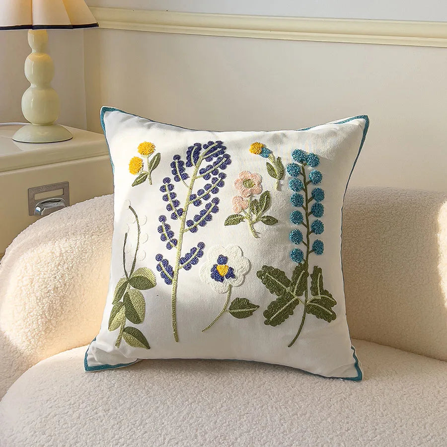Boho Floral Tufted Decorative Throw Pillow Cover