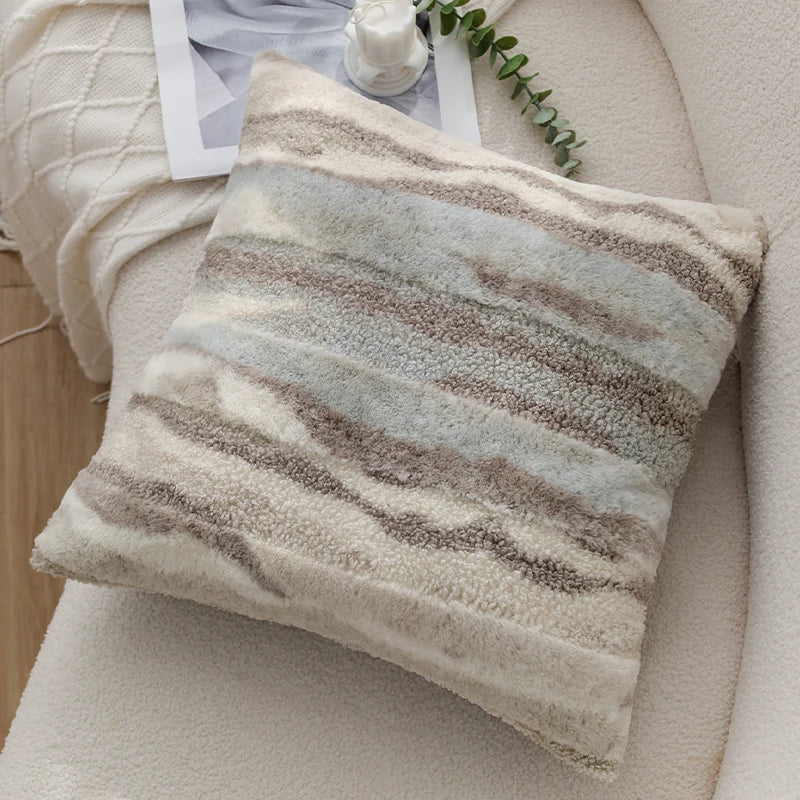 Nordic Abstract Double-Sided Plush Cushion Cover – Retro Sofa Pillowcase for Cozy Boho Home Decor Housewarming Gift Pillow