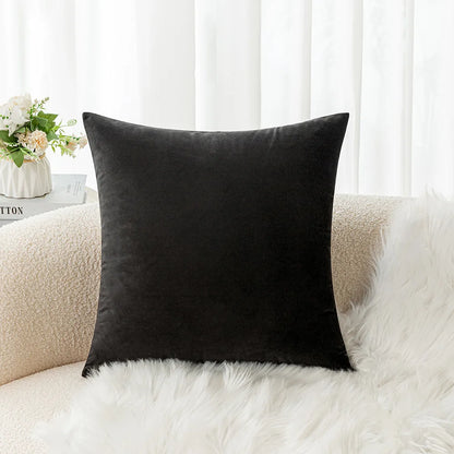 Velvet Pillowcase Sofa Cushion Cover – Solid Color Throw Pillow Case for Living Room