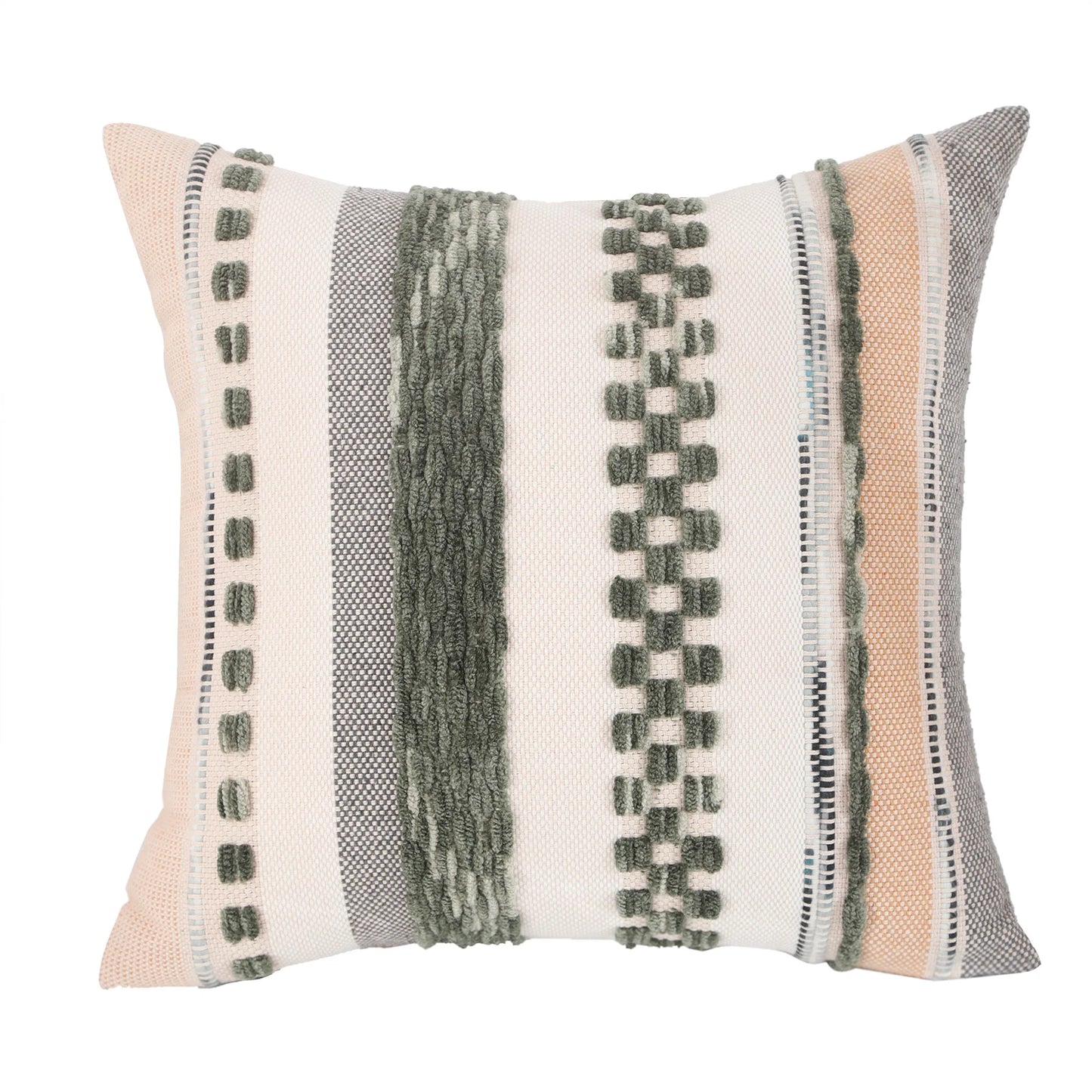 Boho Striped Chenille Throw Pillow Cover – Decorative Square Cushion for Cozy Home Accents