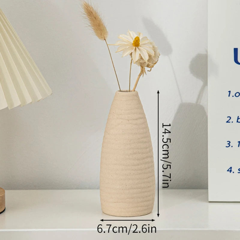 Modern White Ceramic Vase – Minimalist Decorative Vase for Pampas Grass, Flowers & Home Accents