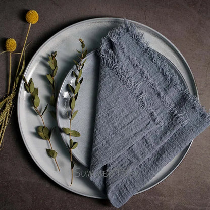 Blue Gray Reusable Fabric Cotton Napkin 