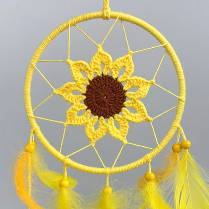 Sunflower Crochet Dreamcatcher – Handmade Boho Wall Hanging for Bright & Cheerful Spaces