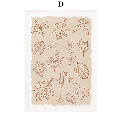 Rustic Fall Poster Set – Minimalist Autumn Leaves & Pumpkin Canvas Wall Art for Seasonal Home Decor