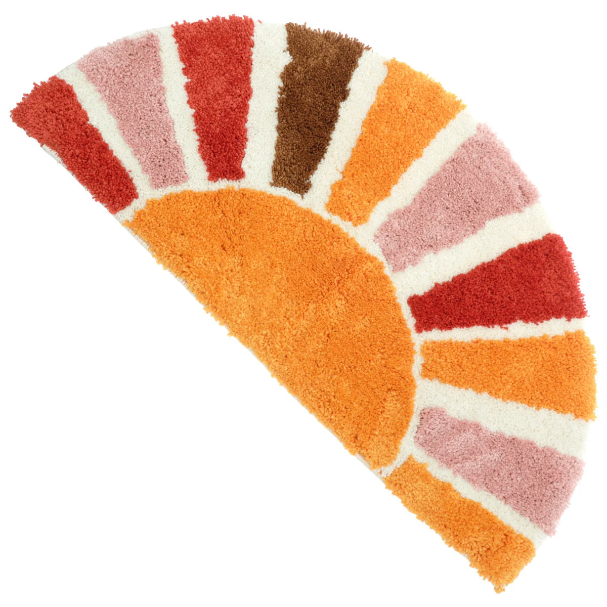 Colorful wedge-shaped rug with a gradient pattern on a white background boho home decor, sunflower door mat, half circle rug, plush entry mat, non-slip bath mat, boho floor mat, floral floor rug, bathroom rug, farmhouse decor, cozy home gift, housewarming gift, living room mat, pastel home accents, cute doormat