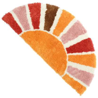 Colorful wedge-shaped rug with a gradient pattern on a white background boho home decor, sunflower door mat, half circle rug, plush entry mat, non-slip bath mat, boho floor mat, floral floor rug, bathroom rug, farmhouse decor, cozy home gift, housewarming gift, living room mat, pastel home accents, cute doormat