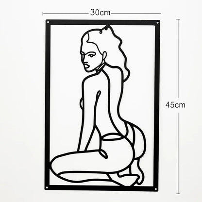 Woman Face Body Outline Kiss Silhouette Iron Wall Hanging Decor Abstract Line Ornament Beautiful Art for Living Room Bedroom Home Artwork Decor