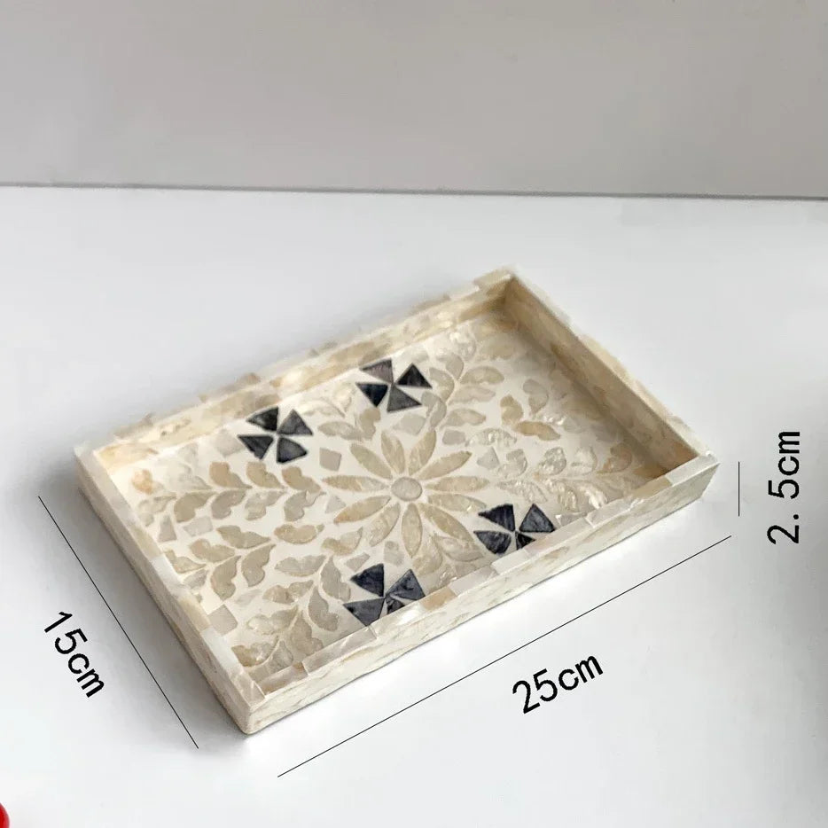 Handmade Shell Tray – Oval & Rectangular Decorative Jewelry Organizer for Boho Home Decor Bathroom or Bedroom - Housewarming Gift