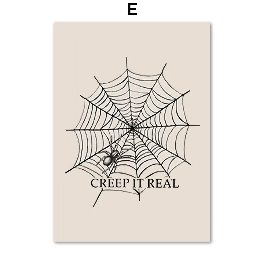 Fall Halloween Skull & Plant Canvas Wall Art Prints