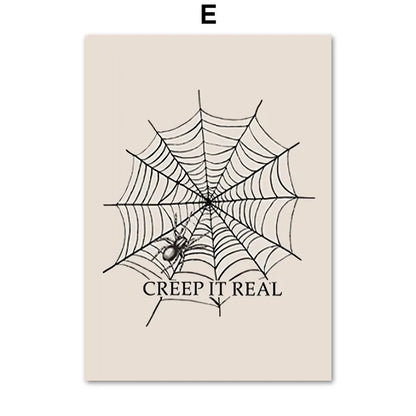 Fall Halloween Skull & Plant Canvas Wall Art Prints