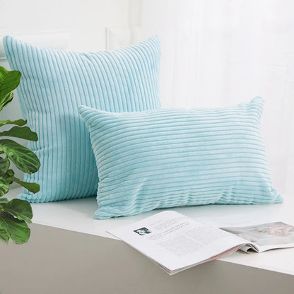 Corduroy Striped Cushion Cover – Soft Boho Throw Pillow Case