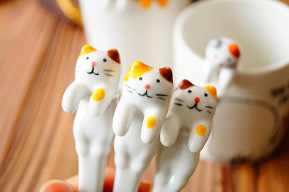 Ceramic Cat Hanging Spoon – Cute Animal Coffee & Dessert Spoon for Cat Lovers