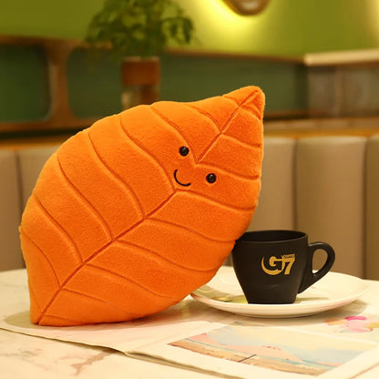 Plush Leaf Pillow – Soft Maple & Ginkgo Cushion Toy for Fall Home Decor & Gifts