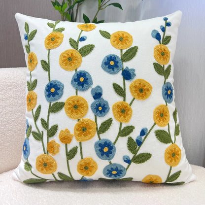Embroidered Floral Decorative Pillowcase – Flower Boho Home Decor