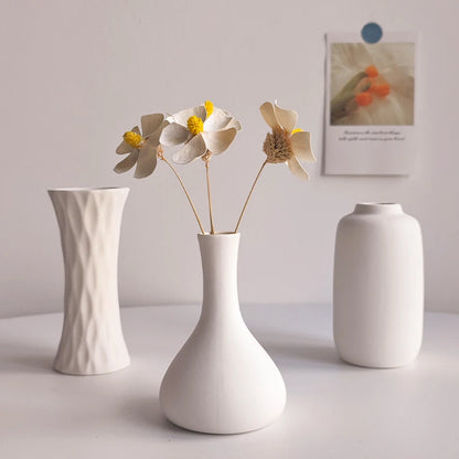 My Boho Home Modern White Ceramic Vase – Minimalist Decorative Vase for Pampas Grass, Flowers & Home Accents