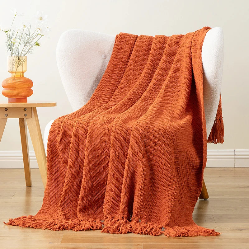 Thick Knitted Throw Blanket Soft Warm Decorative Sofa Bed Bedspread Home Boho Room Decor