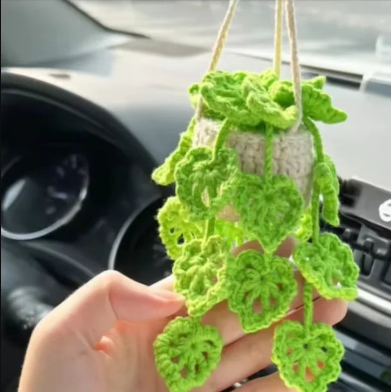 Handmade Crochet Succulent Car Hanging
