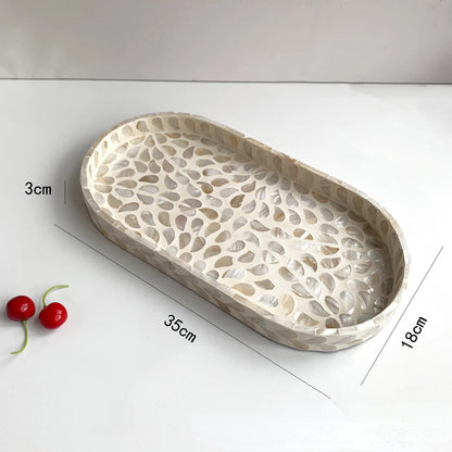 Handmade Shell Tray – Oval & Rectangular Decorative Jewelry Organizer for Boho Home Decor Bathroom or Bedroom - Housewarming Gift
