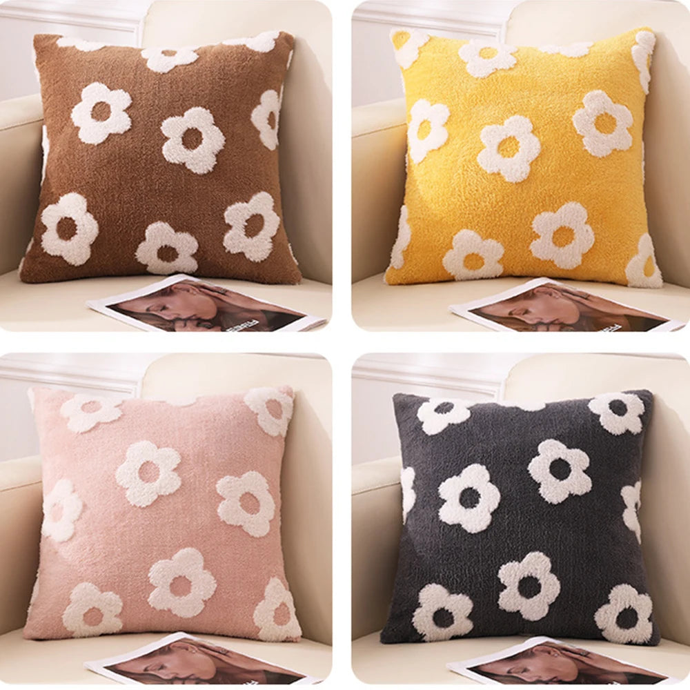 🌸 Light Luxury Floral Throw Pillow Cover – 18x18 Inch Plush Square Cushion