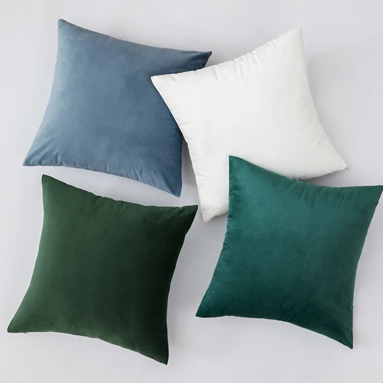 Velvet Pillowcase Sofa Cushion Cover – Solid Color Throw Pillow Case for Living Room