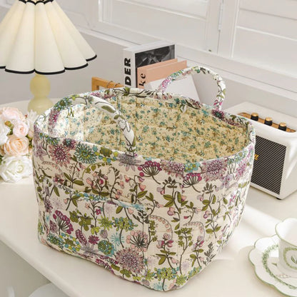 boho home decor, floral fabric storage basket, large laundry hamper, foldable storage bin, fabric organizer basket, boho floral hamper, home organization basket, decorative laundry bin, eco-friendly laundry hamper, housewarming gift