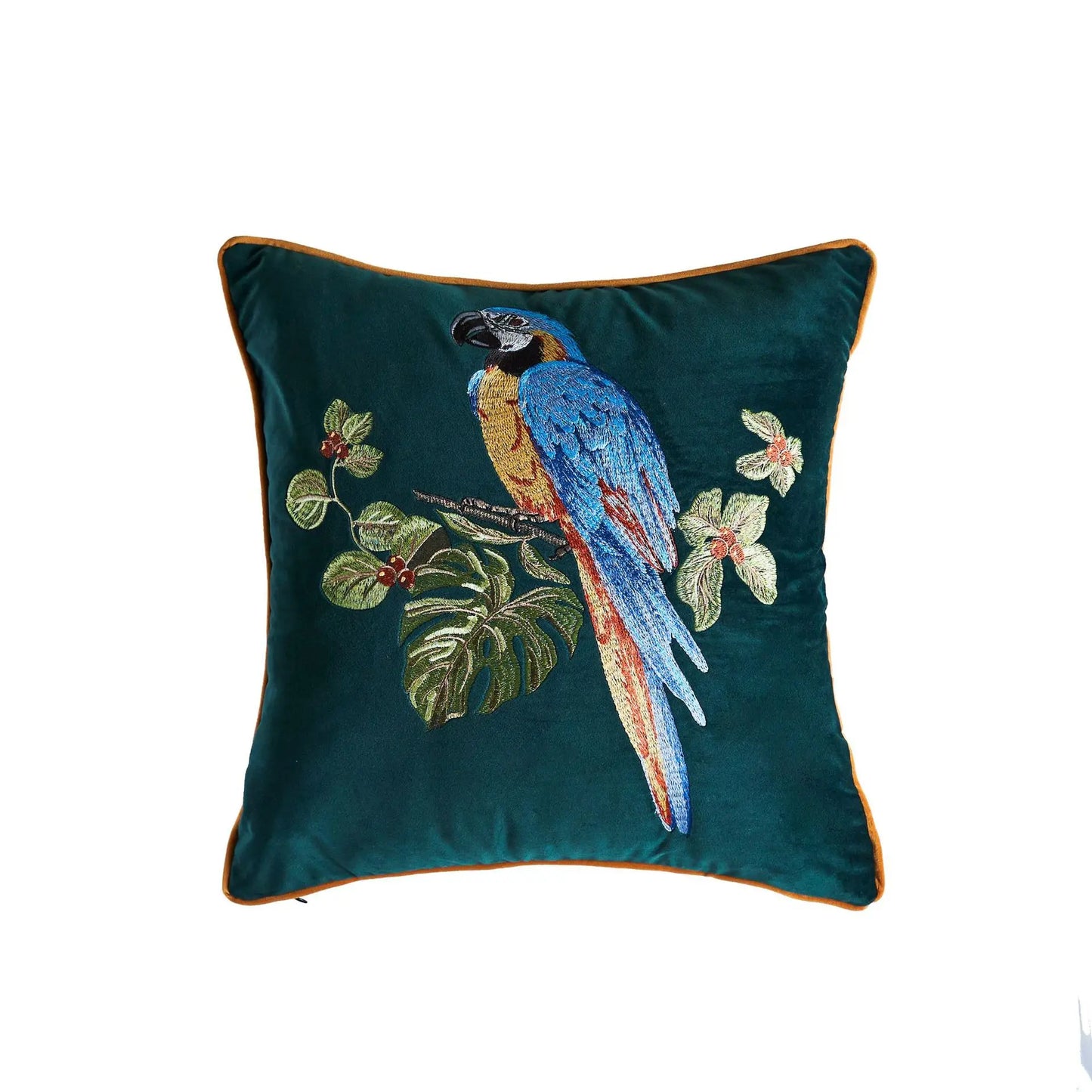 Embroidered Velvet Animal Cushion Cover – Luxurious Dutch Velvet Throw Pillow Case for Boho Home Decor