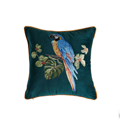 Embroidered Velvet Animal Cushion Cover – Luxurious Dutch Velvet Throw Pillow Case for Boho Home Decor