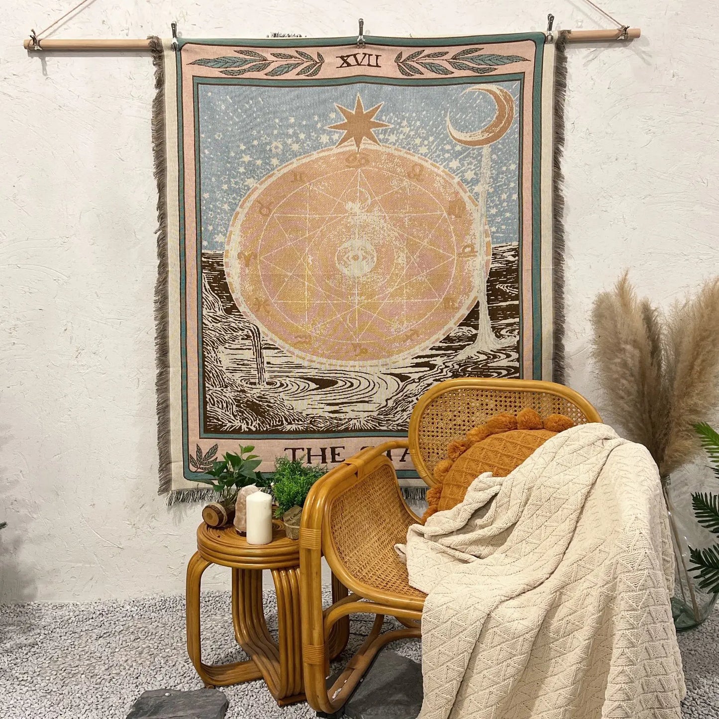 Tarot Tapestry Blanket – Boho Woven Throw for Sofa, Bed, Picnic & Travel