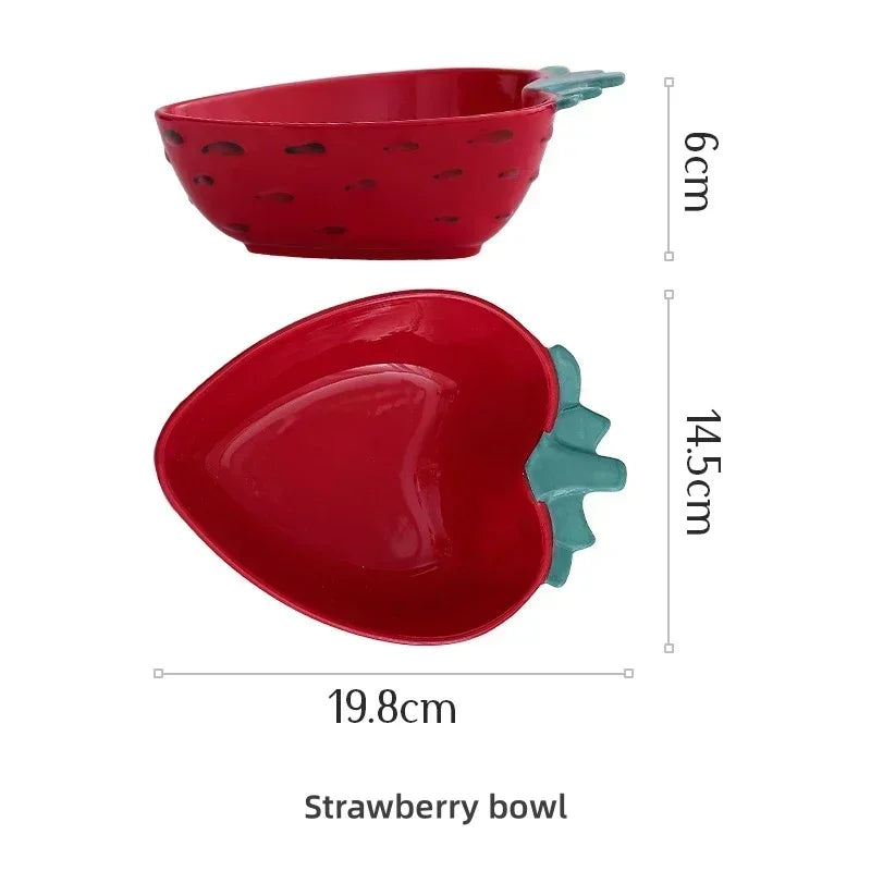 Hand-Painted Fruit Ceramic Bowl – Cute Pineapple, Strawberry, or Lemon Design