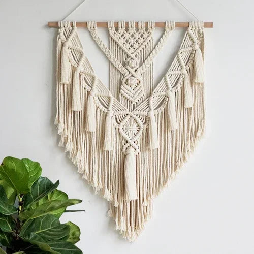 Macrame Woven Wall Hanging Boho Home Chic Bohemian Geometric Art Decor Handmade Beautiful Apartment Dorm Room Decoration Tapestry Boho 1Pc